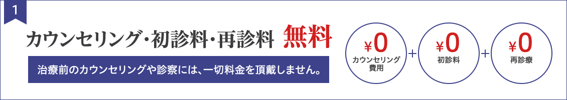 カウンセリング・初診料・再診料無料